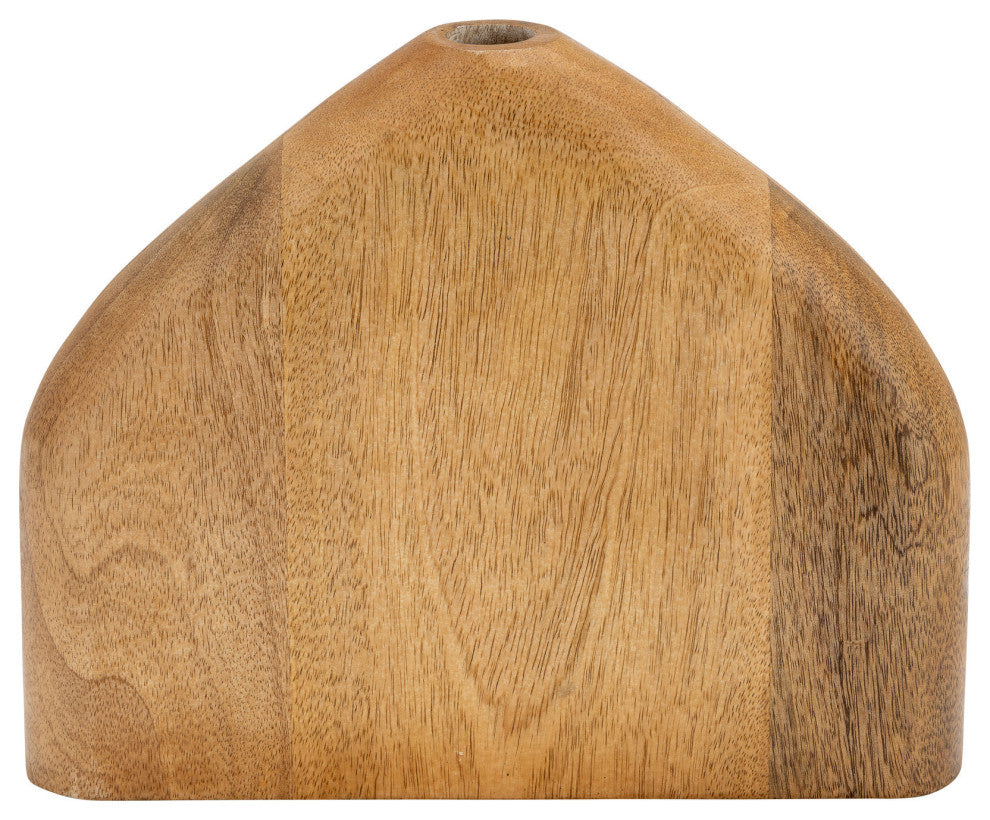 Wood, 9"h Tapered Vase, Brown