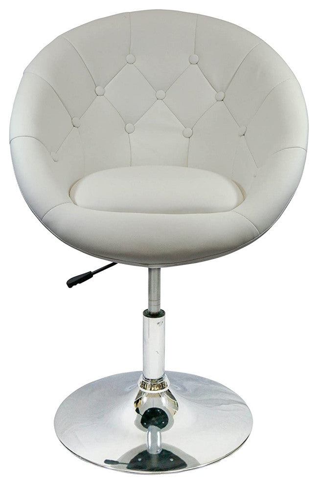 Nicer Furniture Rounded Leather Height Adjustable Leisure Swivel Bar Stool White