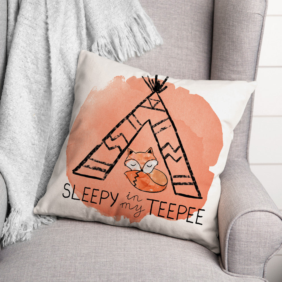 Sleepy Teepee 18x18 Throw Pillow