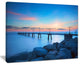 "Bluish Rocky Seashore With Pier" Sea Bridge Canvas Wall Artwork, 40"x30"