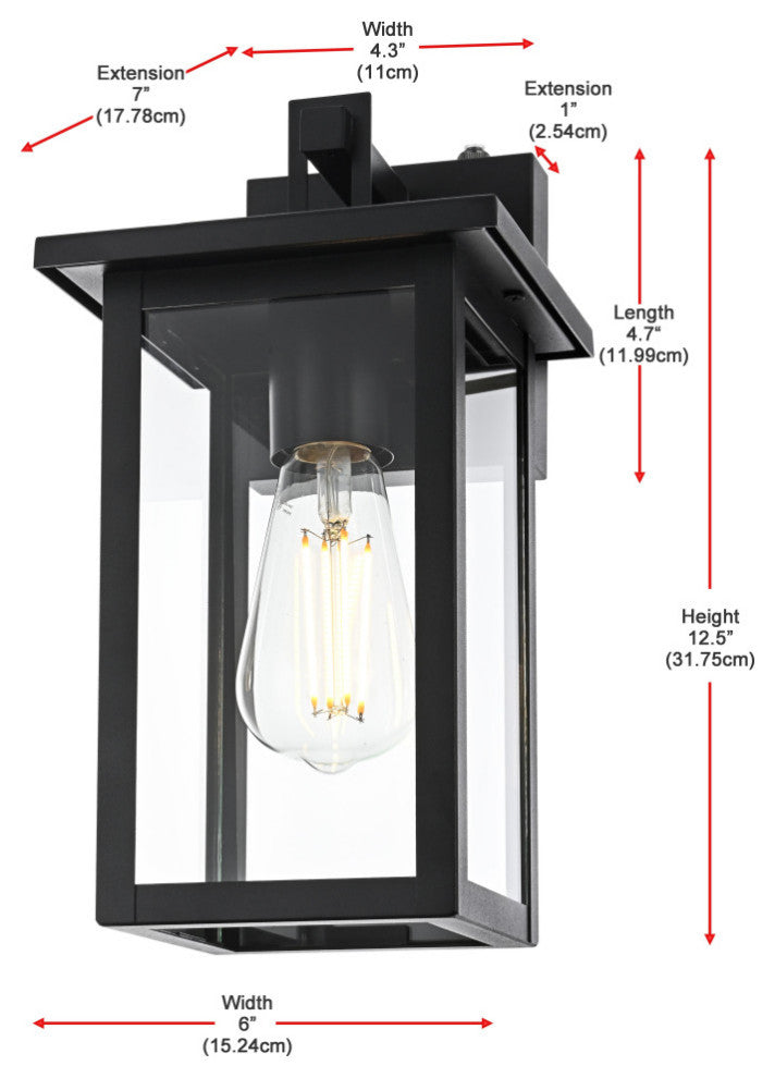 Home Living 6" Outdoor Wall Sconce, Black