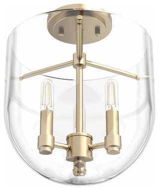 Sacha Alturas Gold 3 Light Flush Mount Ceiling Light Fixture