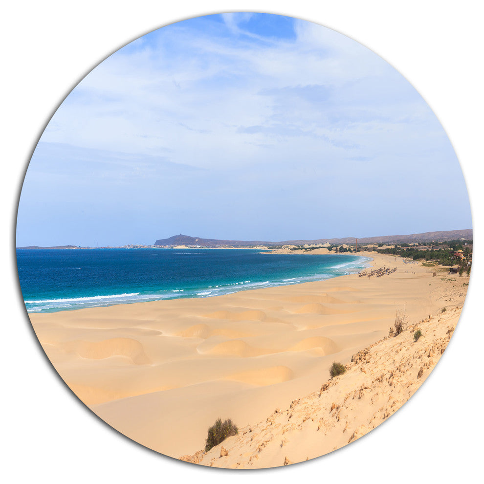 Sea And Clouds In Blue Sky, Seashore Disc Metal Wall Art, 11"