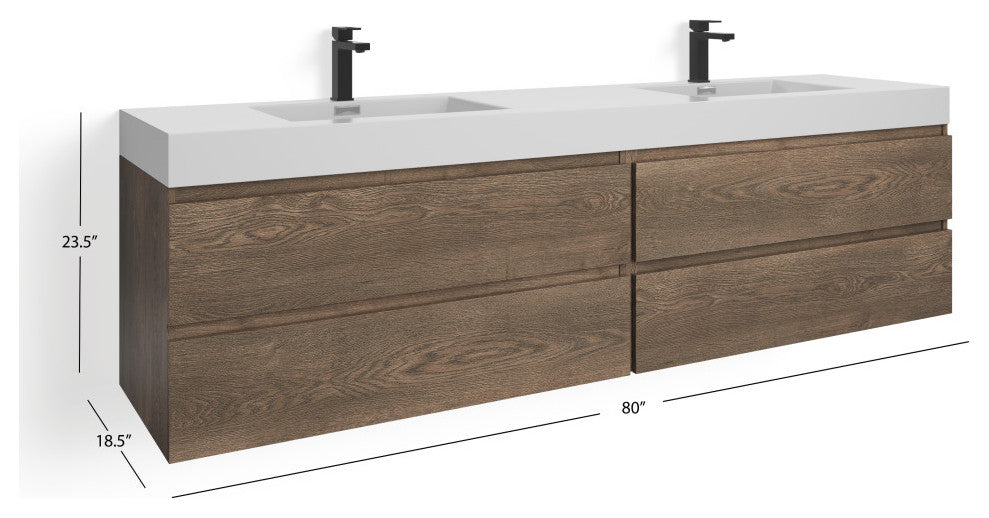 Boutique Bath Vanity, Butternut, 80", Double Sink, Freestanding