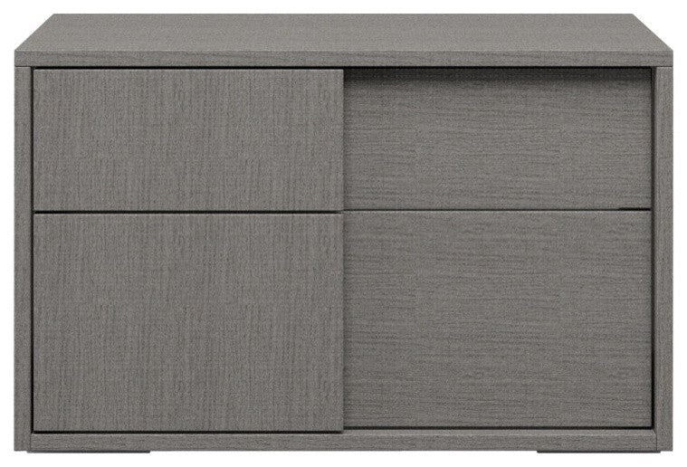 Oak Wood Nightstand With Soft Closing Drawers Matte Gray