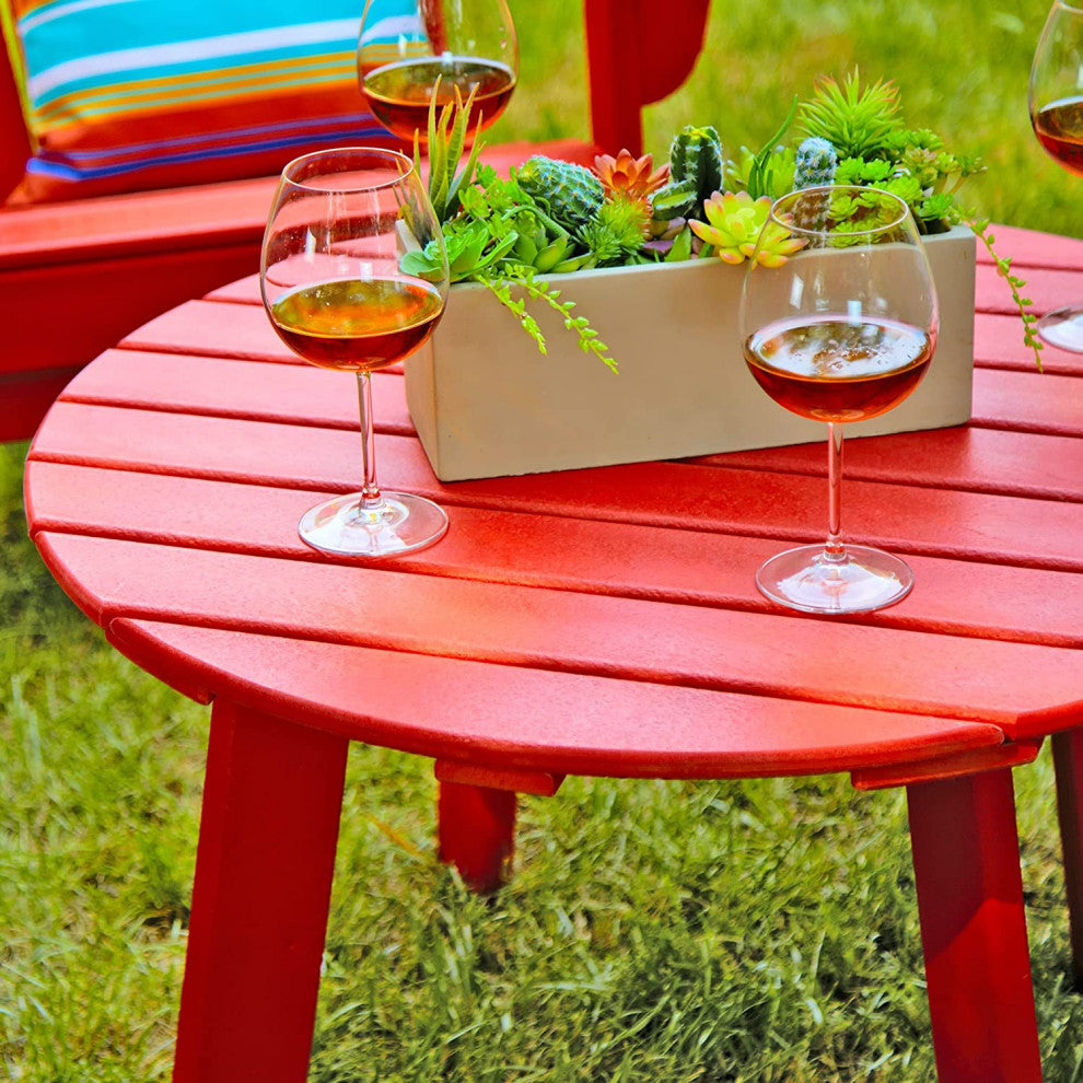 Outdoor Coffee Table, Durable HDPE Frame and Slatted Top, Weather-Resistant, Red