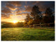 Fenced Ranch at Sunrise, Landscape Canvas Art Print, 40"x30"
