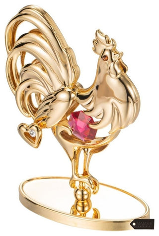 24K Gold Plated Crystal Studded Rooster Ornament
