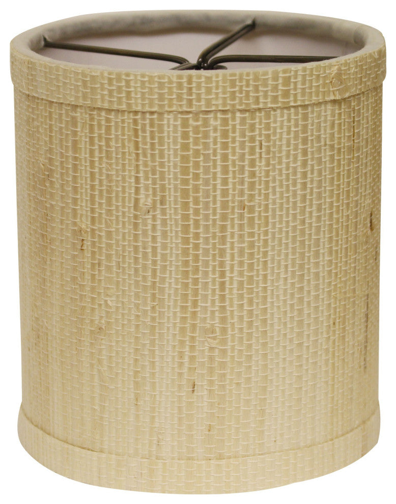 4" Ivory Grasscloth Set of 6 Drum Chandelier Lampshades