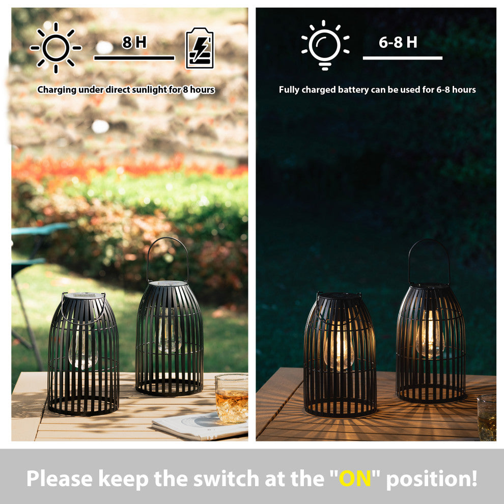 Metal Woven Solar Powered Hanging Lantern, 2-Piece Set