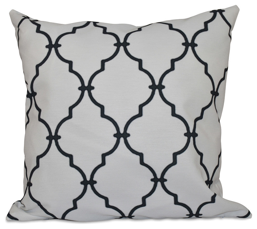 Trellis Decorative Pillow, White, 16"x16"