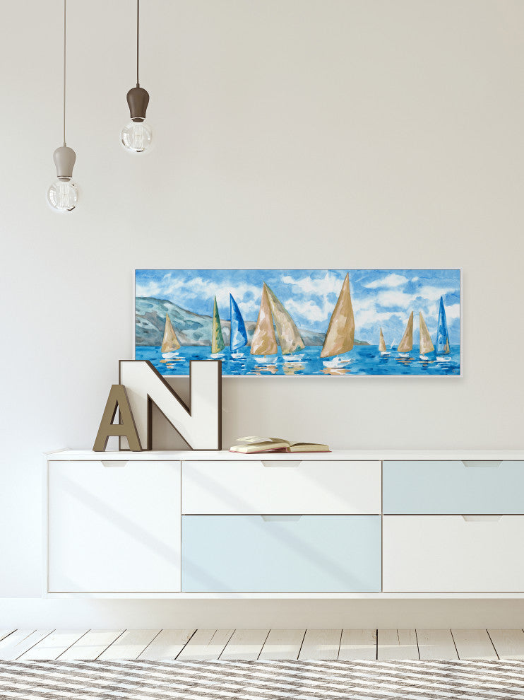 "Waiting for the Winds" Floater Framed Painting Print on Canvas, 60x20