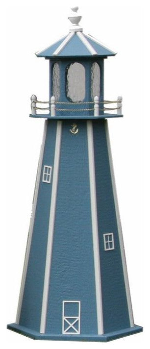 Standard Lighthouse, Wedgewood Blue & White, 5 Foot, Solar Light