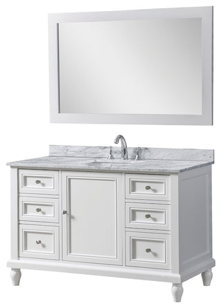 48" Classic Single Bath Vanity, White and Mirror