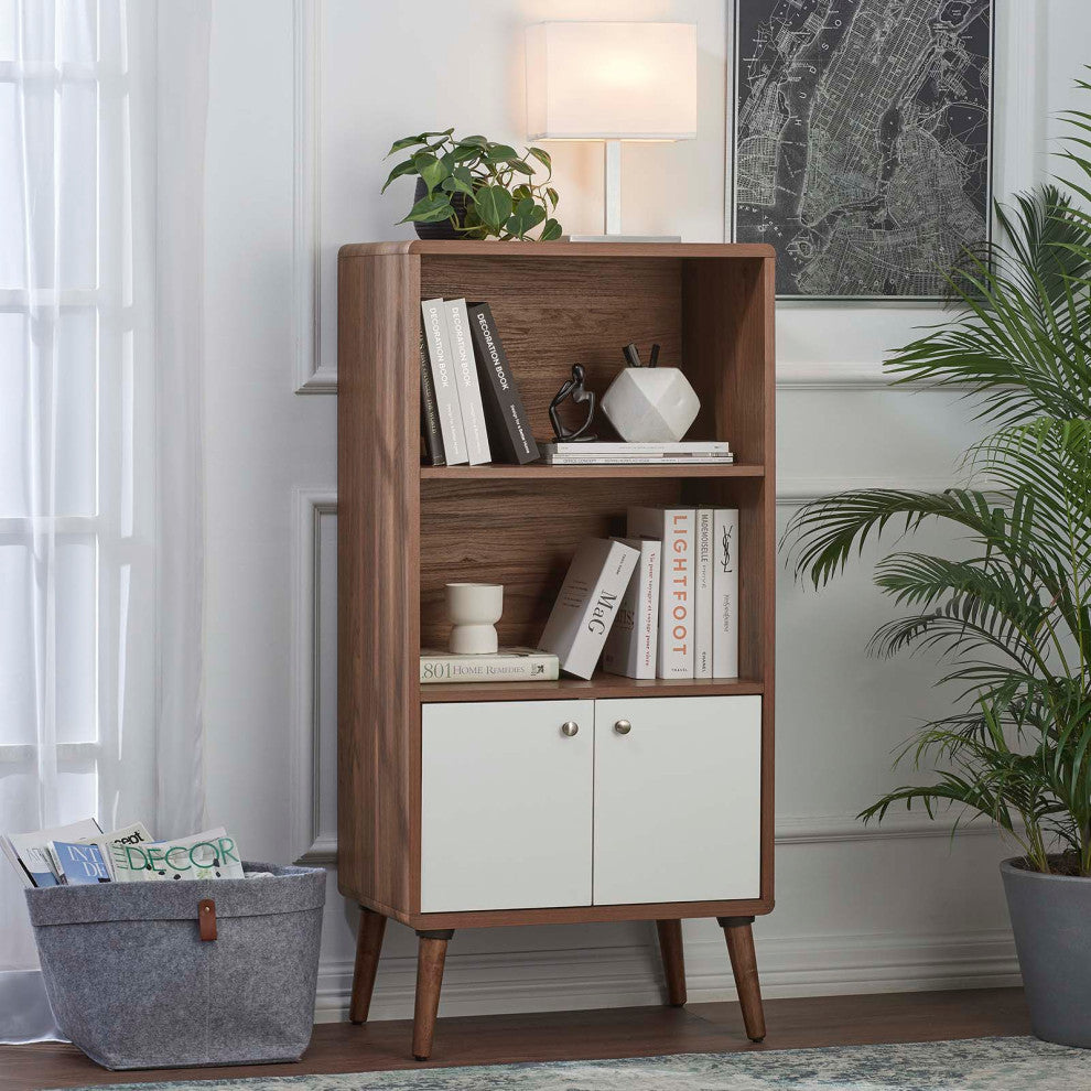 Transmit Display Cabinet Bookshelf, Walnut White