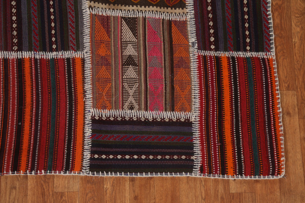 Tribal Patchwork Oriental Area Rug Hand-tufted Wool Carpet 4x6