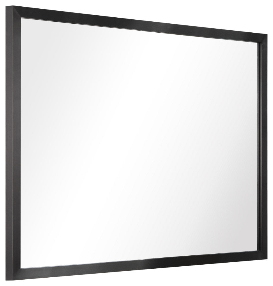 Contempo Stainless Steel Gold Wall Mirror, Brushed Black, 24"x36"