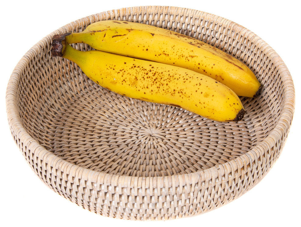 Artifacts Rattan Rattan Everything Bowl, White Wash