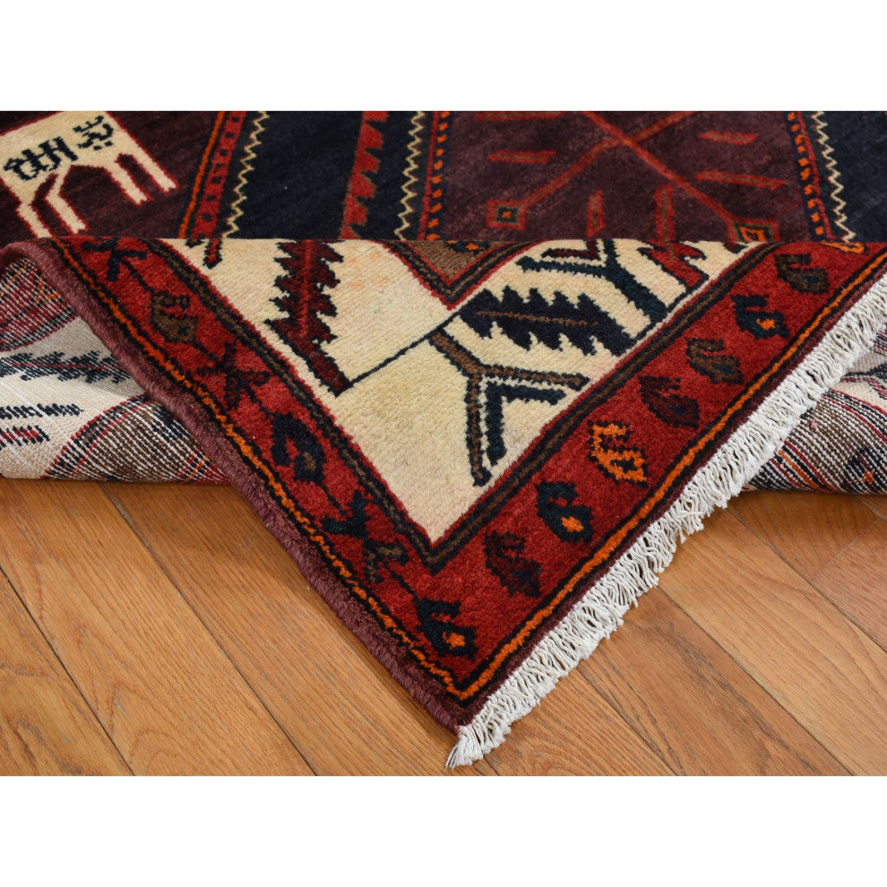 Maroon Red New Persian Pure Wool Hand Knotted Runner Rug 5'2" x 10'6"