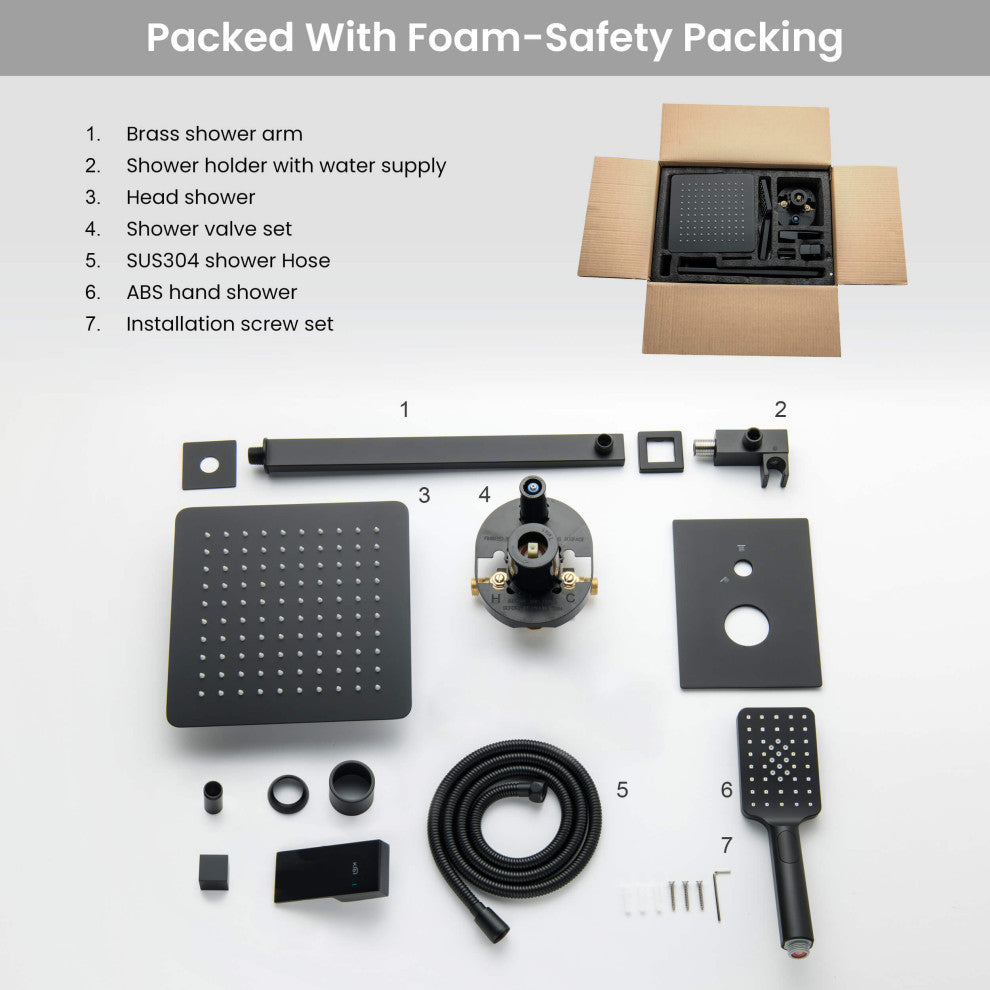 Cube Pressure 2-Function Shower System, Rough-In Valve, Matte Black