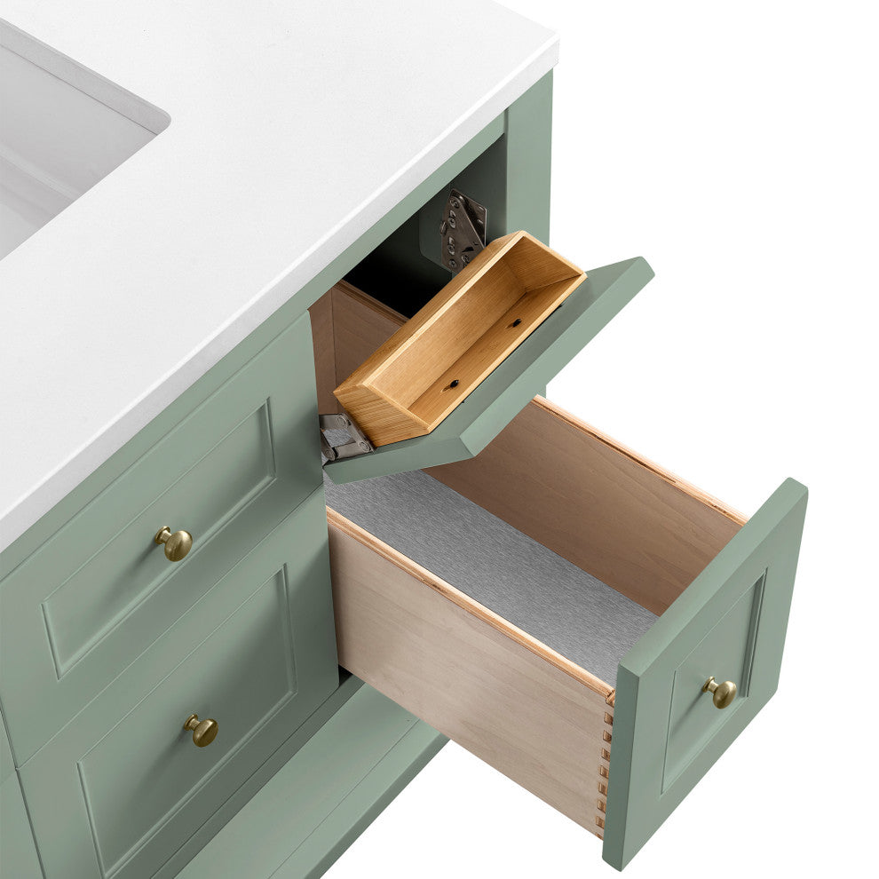 Breckenridge 36" Single Vanity, Smokey Celadon,  White Zeus Quartz Top