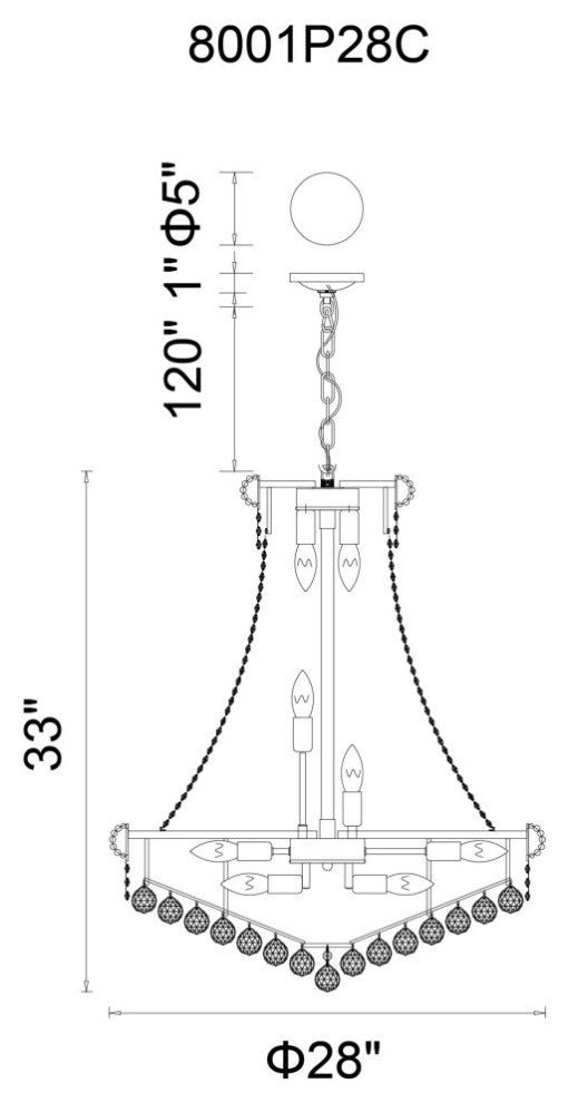 Empire 18 Light Down Chandelier With Chrome Finish