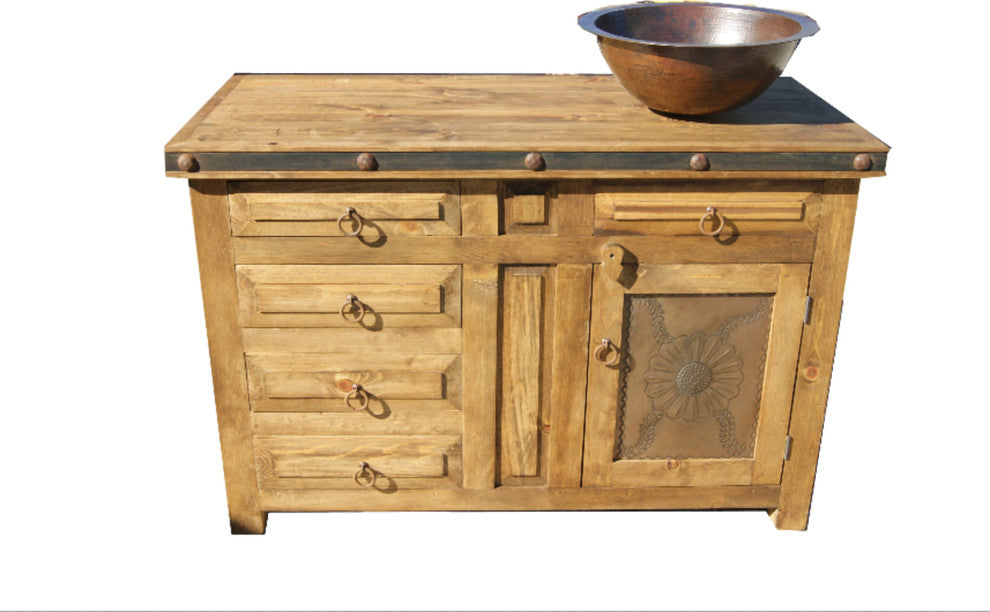 Rustic Bathroom Vanity Flora Laminosa One Door, 36"x20"x32", Left Side Drawers