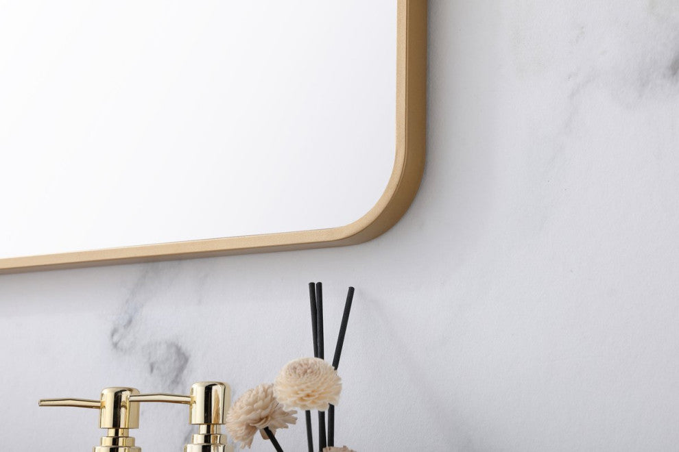 Elegant Decor MR802436BR Soft Corner Metal Rectangular Mirror, 24"x36"
