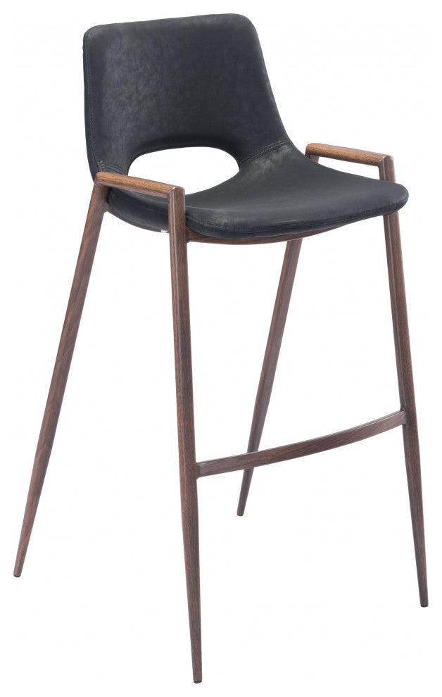 Set of Two Black Retro Modern Funk Bar Chairs
