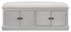 TATEUS 42" Wooden Storage Bench With 4 Doors and Adjustable Shelves for Entryway, Gray Wash