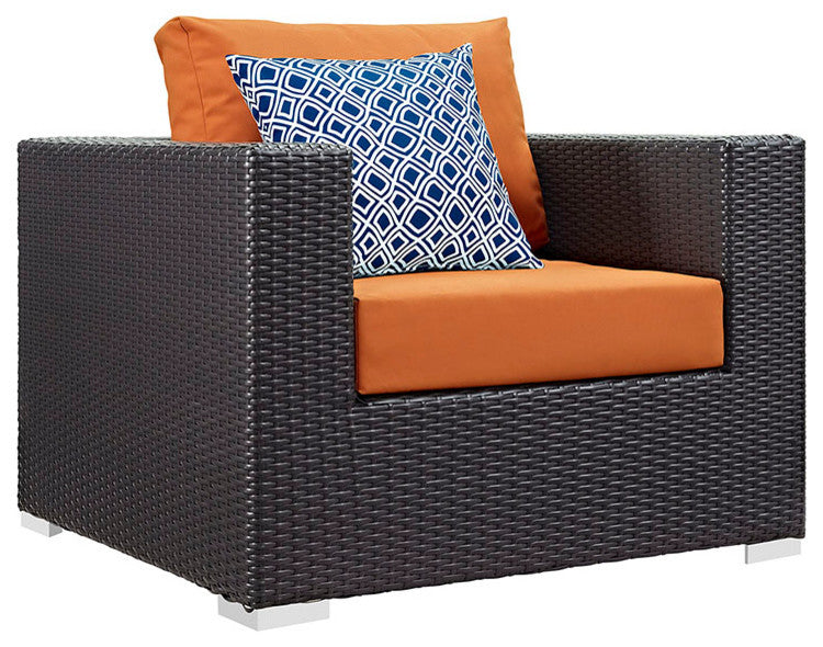 Espresso Orange Convene 7-Piece Outdoor Patio Sectional Set