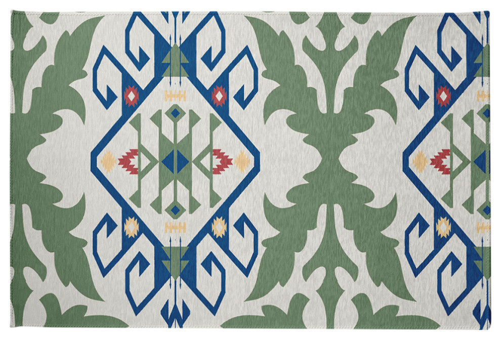 Bombay Medallion Spring Chenille Rug, Dark Cobalt Blue, 2'x3'