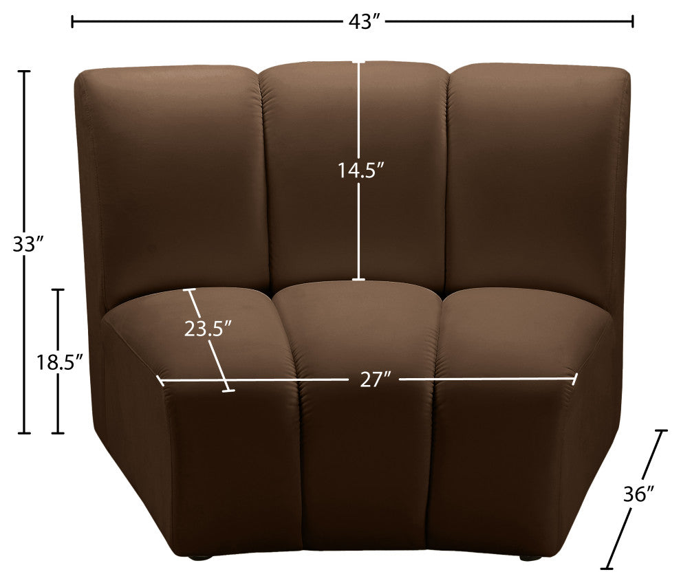 Infinity Channel Tufted Velvet Modular Chair, Brown, 1 Piece