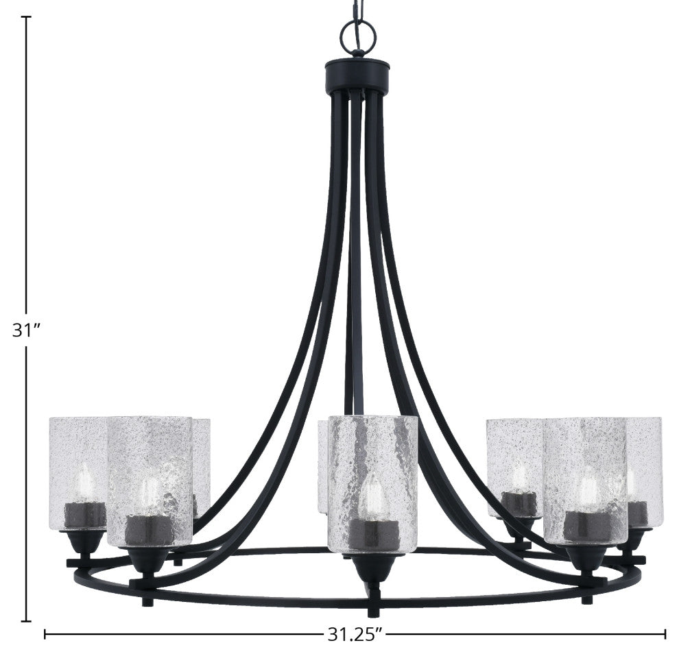 Paramount Uplight 8-Light Chandelier, Matte Black, 4" Smoke Bubble Glass