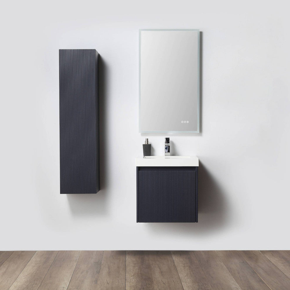 Floating Bathroom Vanity with Sink, Wall Mounted Vanity, Blue, 20" W/ Sink, Side Cabinet