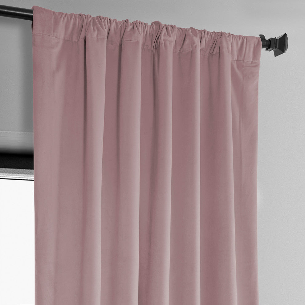 Heritage Plush Velvet Curtain Single Panel, Ballet Pink, 50"x84"