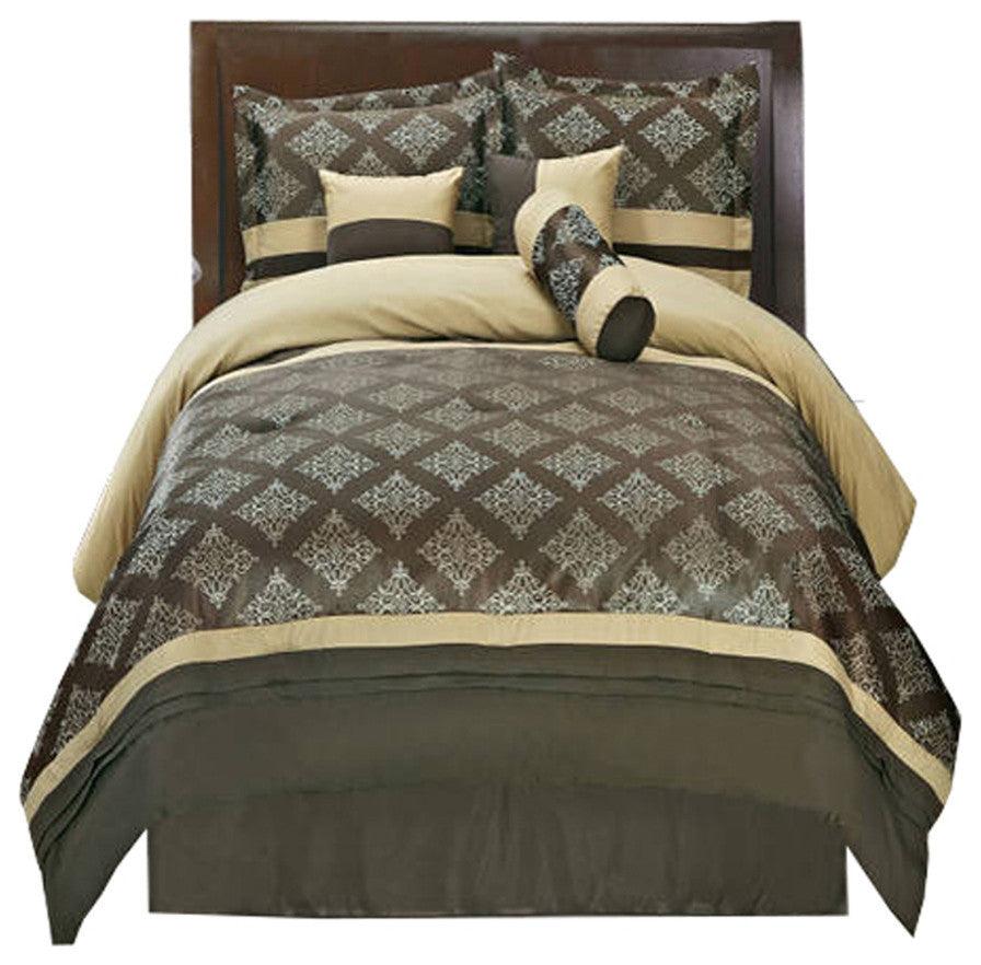 Thomasville 100% Microfiber 7-Piece Comforter Set, Coffee, Queen