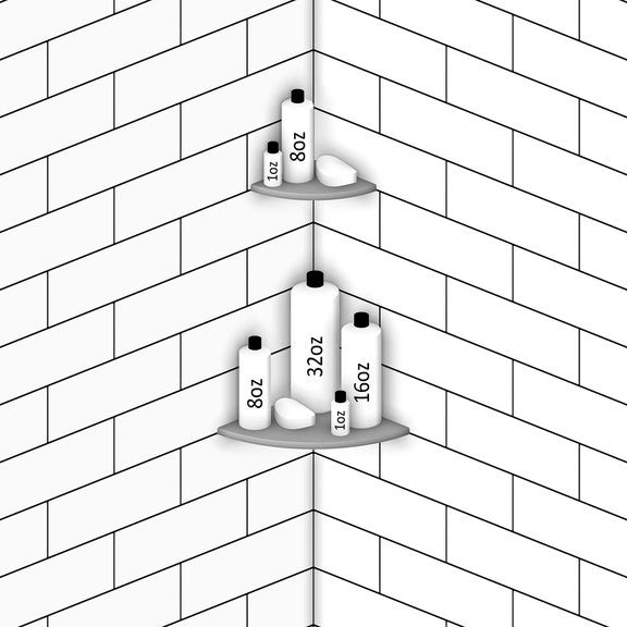 Boundless Shelving Solutions 6 inch Corner Shelf Ivory Bathroom Shower, Brushed Nickel Hook