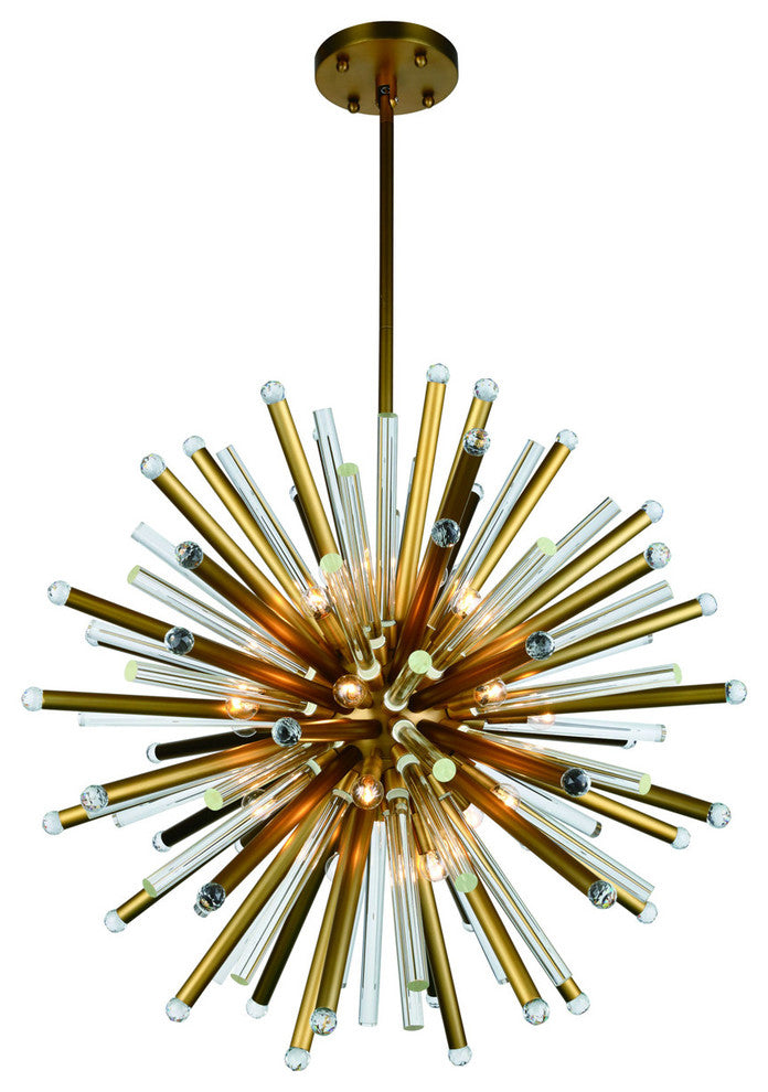 Maxwell Twenty-One Light Adjustable Chandelie Burnished Brass Royal Cut Crystal