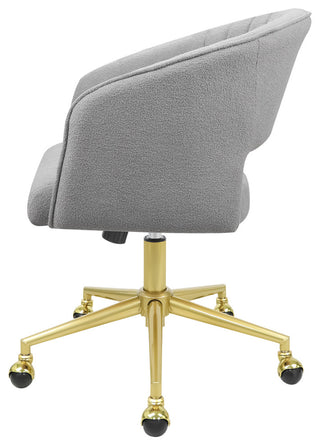 Caitlyn Swivel Vanity Chair with Adjustable Height, Gray Boucle