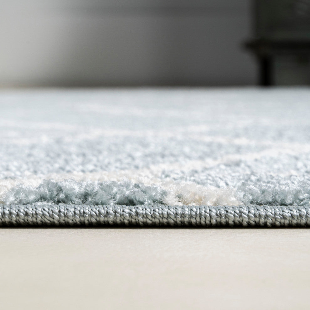 Tumbling Blocks Modern Geometric Light Blue/White 8'x10' Area Rug