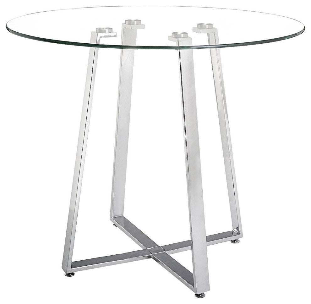 Mod Geo Chrome and Glass Round Dining Table