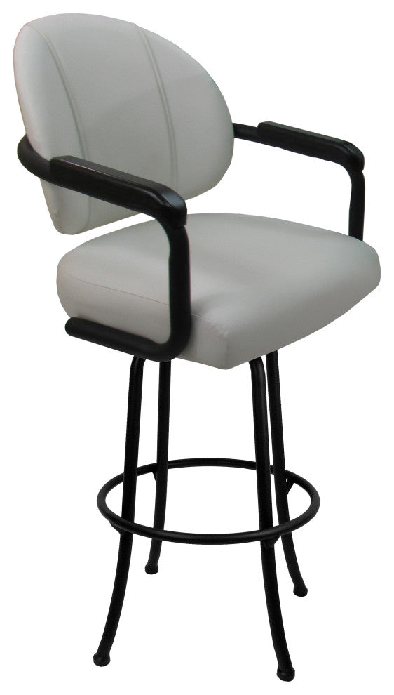 Swivel Counter 26", 30" or Extra Tall 34" Metal Bar Stool M-70, White Vinyl - Black, 26"