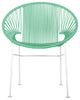 Concha Indoor/Outdoor Handmade Dining Chair, Mint Weave, White Frame