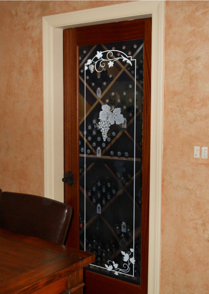 Wine Door - Grape Cluster Grape Ivy - Primed - 28" x 84" - Knob on Right -...
