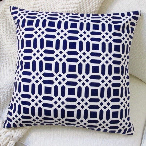 Indoor 20" Vivid Lattice In Navy Blue Or Orange Throw Pillow, Pillow Cover Only,
