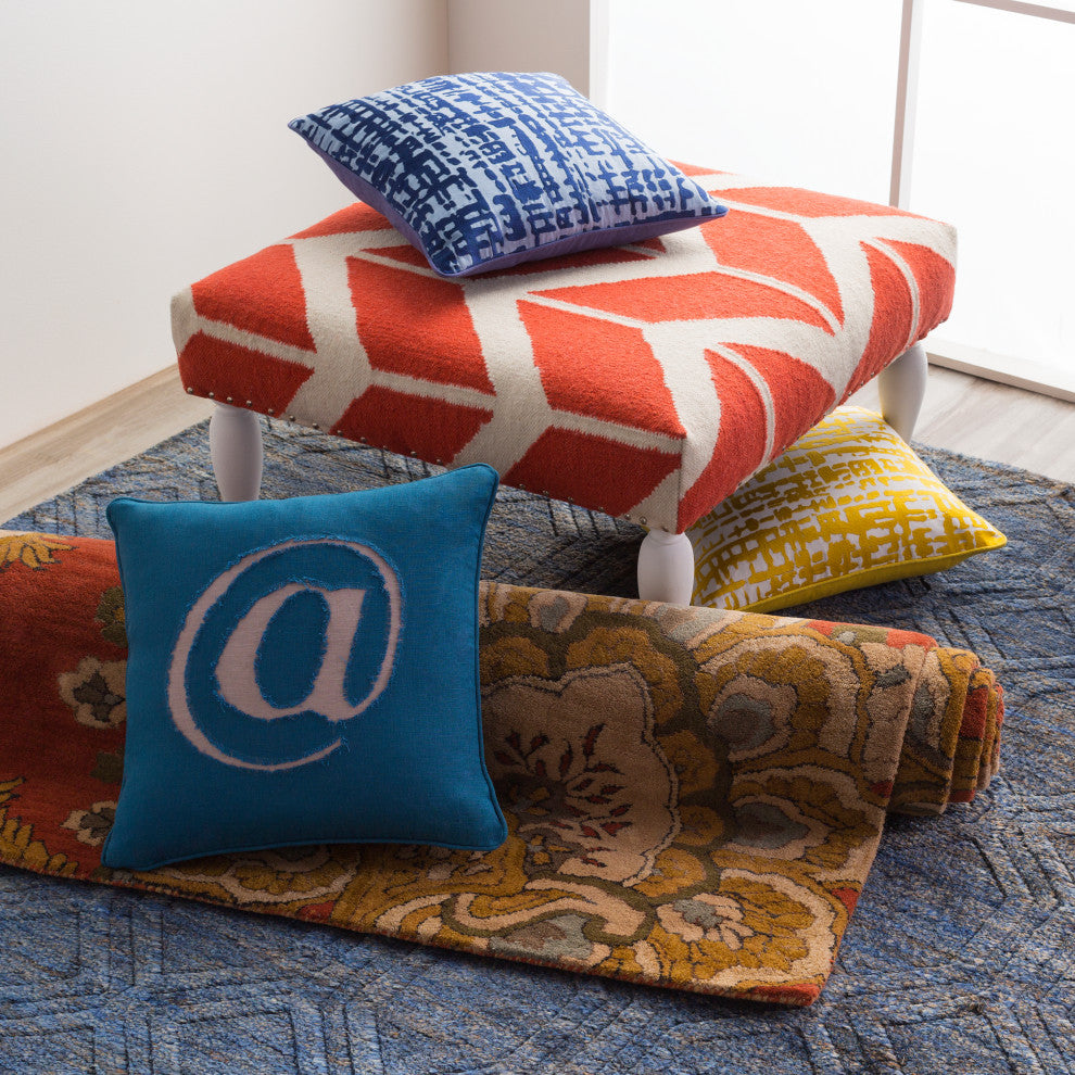 Surya Hessian HSS-002 18"x18" Pillow Kit, Navy/Pale Blue