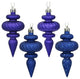 Vickerman N500022 4" Cobalt Blue 4-Finish Finial Ornament, 8 Per Box