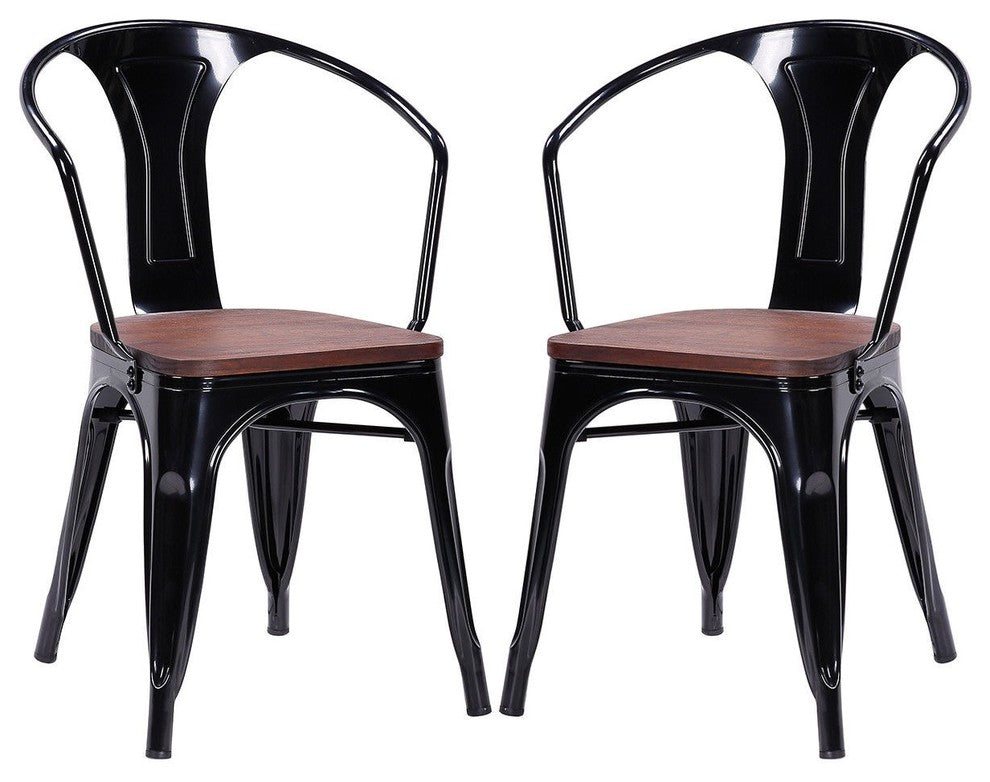High Quality Set of 2 Tolix Style Armchair, Black