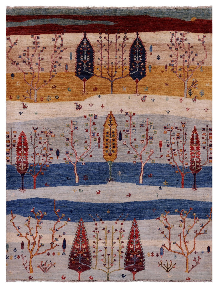 4' 9" X 6' 4" Tribal Persian Gabbeh Hand-Knotted Rug Q5302